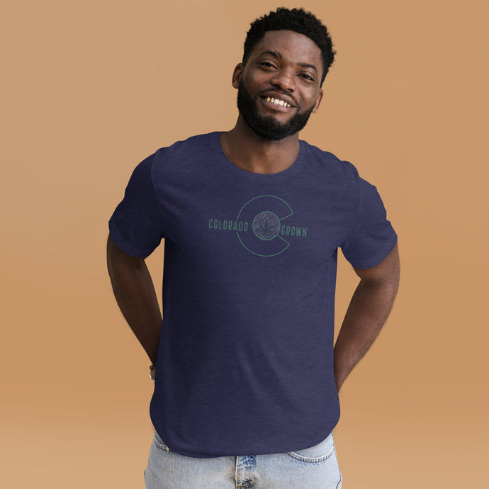 Colorado Grown-Kind Colours Green Logo Unisex Staple T-Shirt (Front-Back Print) | Kind Colours, Boulder CO
