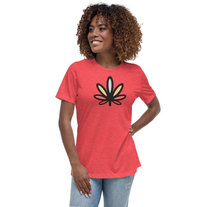 Rainbow Weed Leaf Women's Relaxed Tshirt | Kind Colours, Boulder CO