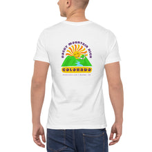 Load image into Gallery viewer, Rocky Mountain High Humorous Cannabis Unisex Pocket Tshirt (Back Print) | KindColours.com, Boulder CO