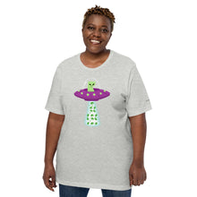 Load image into Gallery viewer, UFO Alien Cat Beaming Up Pot - Humorous Unisex T-Shirt | KindColours.com