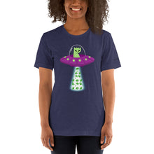 Load image into Gallery viewer, UFO Alien Cat Beaming Up Pot - Humorous Unisex T-Shirt | KindColours.com