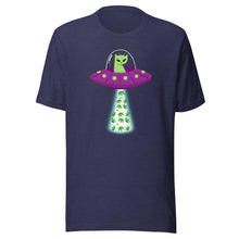 Load image into Gallery viewer, UFO Alien Cat Beaming Up Pot - Humorous Unisex T-Shirt | KindColours.com