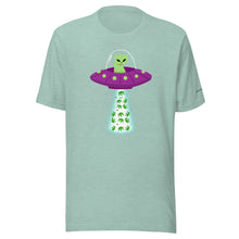 Load image into Gallery viewer, UFO Alien Cat Beaming Up Pot - Humorous Unisex T-Shirt | KindColours.com