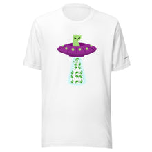 Load image into Gallery viewer, UFO Alien Cat Beaming Up Pot - Humorous Unisex T-Shirt | KindColours.com