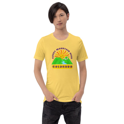 Rocky Mountain High - Humorous Unisex Tshirt (Front Print) | KindColours.com