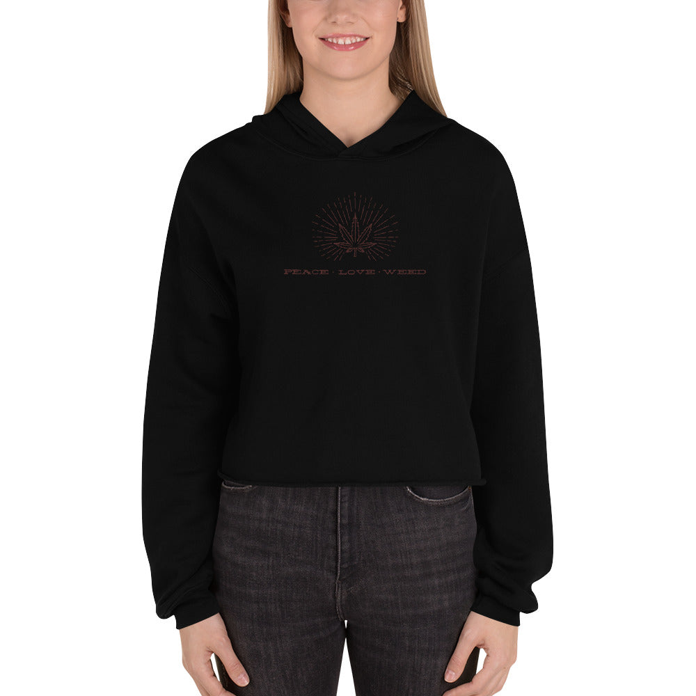 Peace-Love-Weed Women's Cropped Hoodie | kindcolours.com