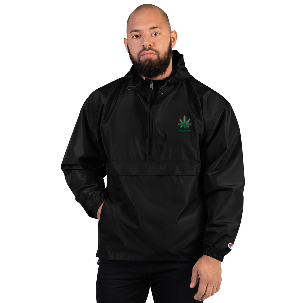 Embroidered Multi-Colored Weed Leaf Champion Packable Jacket | Kind Colours, Boulder CO