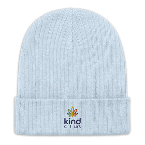 Weed Leaf Logo'd Ribbed Knit Beanie | Kind Colours, Colorado