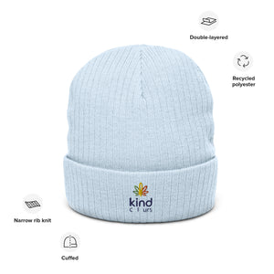 Weed Leaf Logo'd Ribbed Knit Beanie | Kind Colours, Colorado