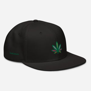 Embroidered Multi-Colored Weed Leaf Flat Bill Snapback Hat | KindCoulors.com