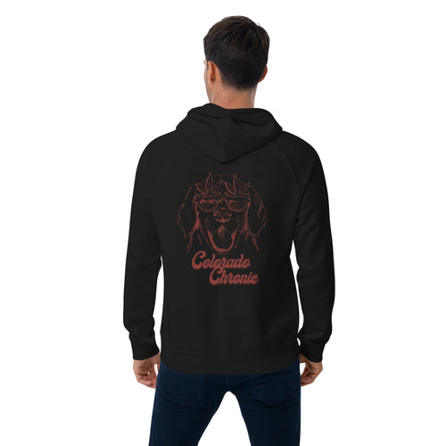 Colorado Chronic Dog Unisex Eco Raglan Hoodie Black