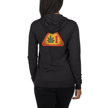 Load image into Gallery viewer, Marijuana Warning Label Lightweight Unisex Zip Hoodie | Kind Colours, Colorado