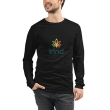 Load image into Gallery viewer, Rastafari-Colored Weed Leaf Logo&#39;d Unisex Long Sleeve Tee | Kind Colours, Colorado