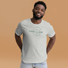 Load image into Gallery viewer, Colorado Grown-Kind Colours Green Logo Unisex Staple T-Shirt (Front-Back Print) | Kind Colours, Boulder CO