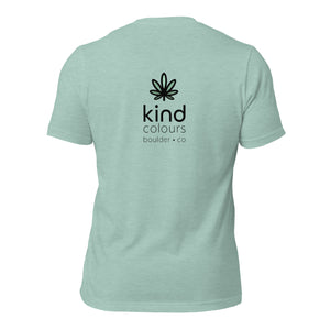 Colorado Grown-Kind Colours Green Logo Unisex Staple T-Shirt (Front-Back Print) | Kind Colours, Boulder CO