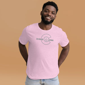 Colorado Grown-Kind Colours Green Logo Unisex Staple T-Shirt (Front-Back Print) | Kind Colours, Boulder CO