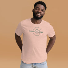 Load image into Gallery viewer, Colorado Grown-Kind Colours Green Logo Unisex Staple T-Shirt (Front-Back Print) | Kind Colours, Boulder CO