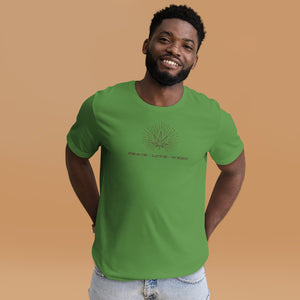 Peace Love Weed-Kind Colours Logo'd Unisex T-Shirt (Front-Back Print) | Kind Colours, Boulder CO