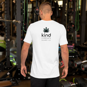 Colorado Chronic Malamute-Kind Colours Logo'd Unisex Tshirt (Front-Back Print) | Kind Colours, Boulder CO