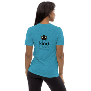 Colorado Chronic Retriever Pup-Kind Colours Logo'd Unisex Tri-Blend T-Shirt (Front-Back Print) | Kind Colours, Boulder CO