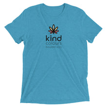 Load image into Gallery viewer, Rainbow Weed Logo&#39;d Unisex Tri-Blend TShirt (Front Print v2) | Kind Colours, Boulder CO