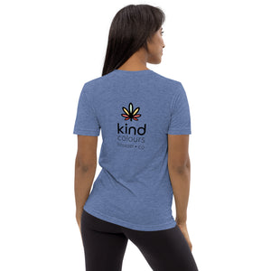 Colorado Chronic Retriever Pup-Kind Colours Logo'd Unisex Tri-Blend T-Shirt (Front-Back Print) | Kind Colours, Boulder CO