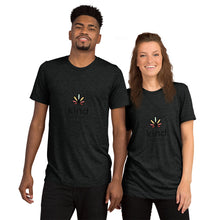 Load image into Gallery viewer, Rainbow Weed Logo&#39;d Unisex Tri-Blend TShirt (Front Print) | Kind Colours, Boulder CO