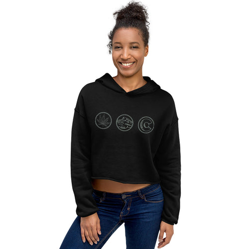 Weed-Mountains-Colorado Ladies Crop Hoodie | Kind Colours, Colorado