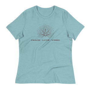 Peace-Love-Weed Women's Relaxed Fit T-Shirt | Kind Colours, Colorado