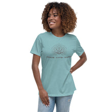 Load image into Gallery viewer, Peace-Love-Weed Women&#39;s Relaxed Fit T-Shirt | Kind Colours, Colorado