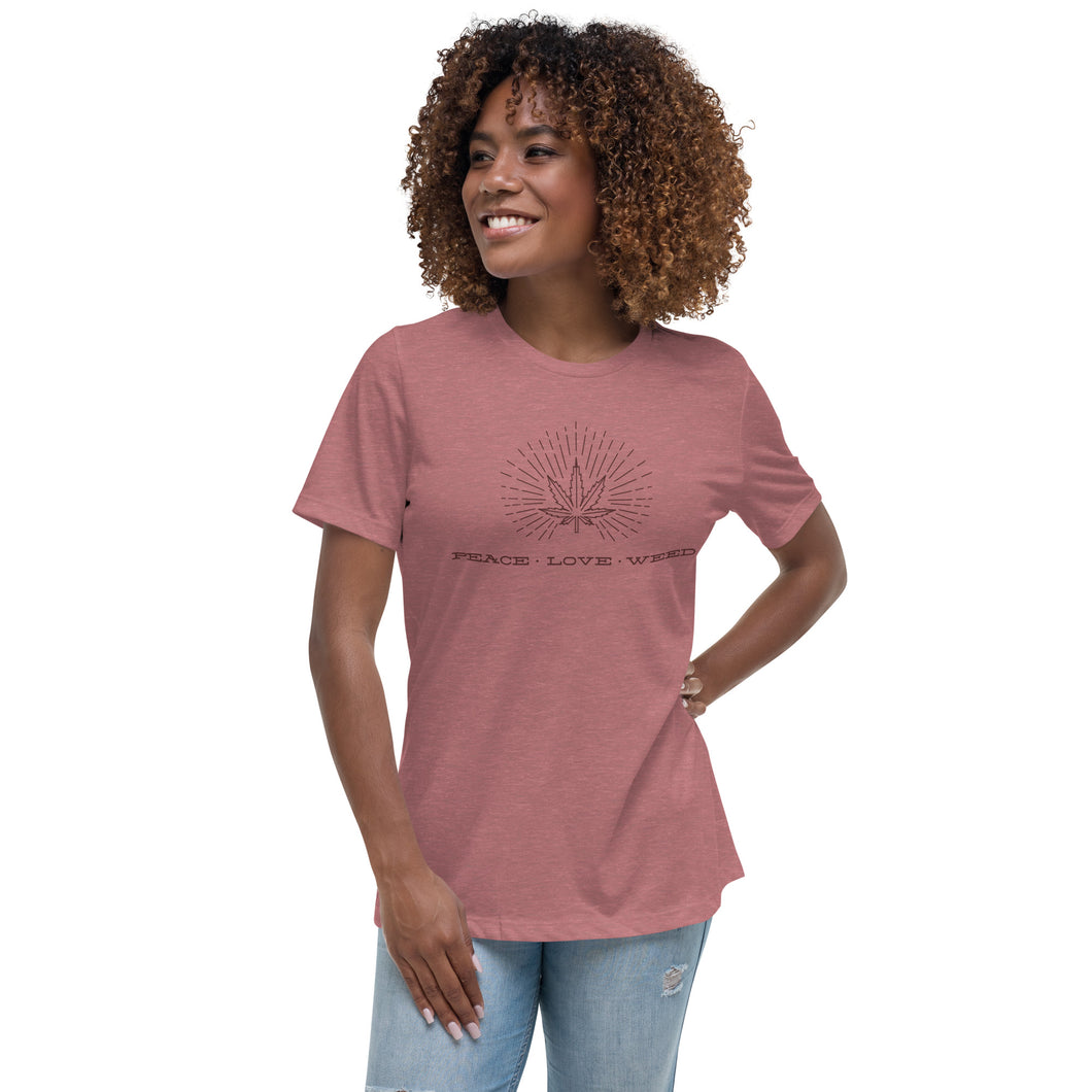 Peace-Love-Weed Women's Relaxed Fit T-Shirt | Kind Colours, Colorado