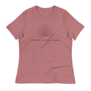 Peace-Love-Weed Women's Relaxed Fit T-Shirt | Kind Colours, Colorado