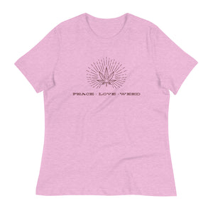 Peace-Love-Weed Women's Relaxed Fit T-Shirt | Kind Colours, Colorado