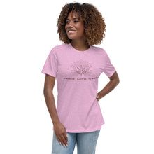 Load image into Gallery viewer, Peace-Love-Weed Women&#39;s Relaxed Fit T-Shirt | Kind Colours, Colorado