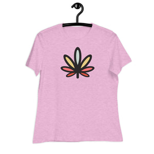 Rainbow Weed Leaf Women's Relaxed Tshirt | Kind Colours, Boulder CO