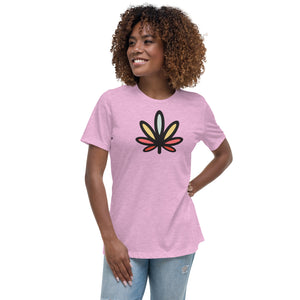 Rainbow Weed Leaf Women's Relaxed Tshirt | Kind Colours, Boulder CO