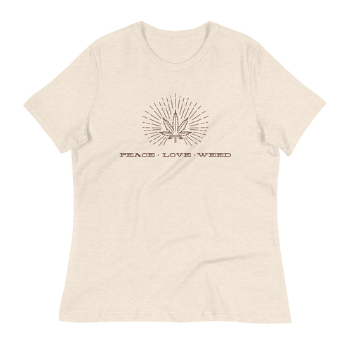 Peace-Love-Weed Women's Relaxed Fit T-Shirt | Kind Colours, Colorado