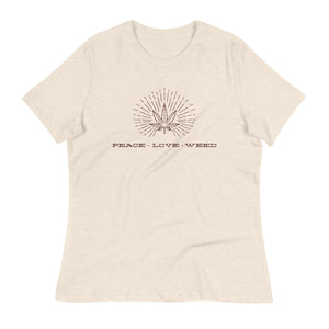 Peace-Love-Weed Women's Relaxed Fit T-Shirt | Kind Colours, Colorado