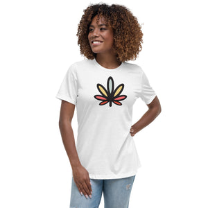 Rainbow Weed Leaf Women's Relaxed Tshirt | Kind Colours, Boulder CO